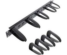 InLine® 19" cable management panel, 9 plastikas brackets removable, RAL 9005, juodas