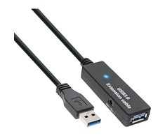 USB kabelis InLine USB-A - USB-A 20 m Juodas (35657)