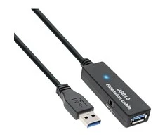 USB kabelis InLine USB-A - USB-A 20 m Juodas (35657)