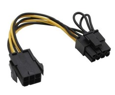 InLine PCIE 6- pin - PCIE 8- pin, 0,1m, geltona (26626)