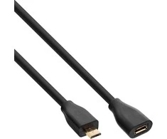 USB kabelis InLine mikroUSB - mikroUSB 5 m juoda (32750P)