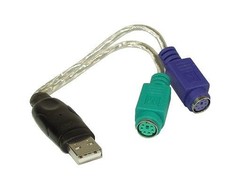 USB adapteris InLine USB - PS / 2 x2 Baltas (33386)
