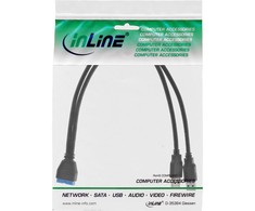 USB kabelis InLine 2x USB- A - 19- pin 0, 4 m Juoda (33447I)