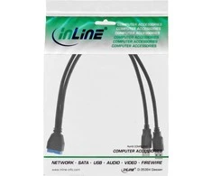 USB kabelis InLine 2x USB- A - 19- pin 0, 4 m Juoda (33447I)