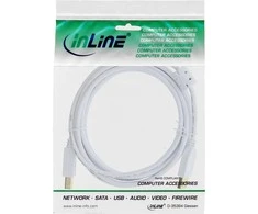 USB kabelis InLine USB-A - USB-B 3 m Balta (34535W)