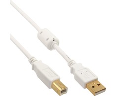 USB kabelis InLine USB-A - USB-B 10 m Balta (34550W)