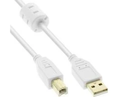 USB kabelis InLine USB-A - USB-B 5 m Balta (34555W)