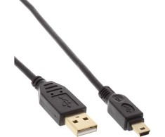 USB kabelis InLine USB-A - miniUSB 5 m Juodas (31850P)