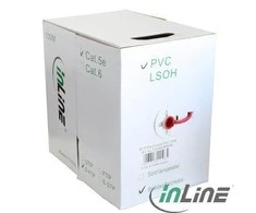 InLine SF / UTP tinklo pataisos laidas, Cat.5E, AWG26, CCA, PVC, raudona, 100 m (72099R)
