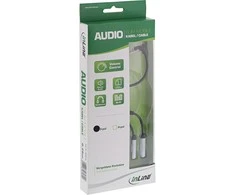 Kabelis InLine ® Slim Audio Y- Cable 3.5mm M iki 2x F, su tūrio kontrolės 0.25m
