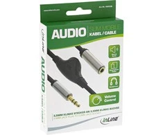 Kabelis InLine ® Slim Garso kabelis 3.5mm M į F, su tūrio kontrolės 0.25m