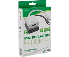 InLine Cable ® Mini DisplayPort HDMI adapteris aliuminis su garsu, 4K/60Hz, juodas, 0,15 m