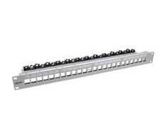 InLine® Patch panelė 24 krypčių, Keystone tuščia panelė Patch panel, 19", 1U, šviesus pilkas RAL7035