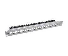 InLine® Patch panelė 24 krypčių, Keystone tuščia panelė Patch panel, 19", 1U, šviesus pilkas RAL7035