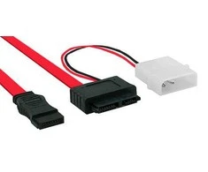 InLine SATA - SATA Slimline + Molex, 0,4m, Raudona (29608)