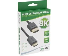 Kabelis InLine ® Slim Ultra didelio greičio HDMI kabelis AM / CM (mini) 8K4K aukso plakiruoti juoda 0.3m