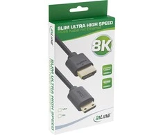 Kabelis InLine ® Slim Ultra didelio greičio HDMI kabelis AM / CM (mini) 8K4K aukso plakiruoti juoda 1.5m