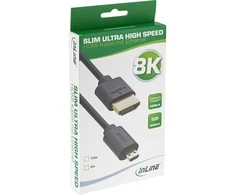Kabelis InLine ® Slim Ultra didelio greičio HDMI kabelis AM / DM (Micro) 8K4K auksas, plakiruotas 2 m