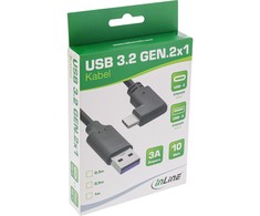 USB kabelis InLine USB-A - USB-C 1 m Juodas (35711W)
