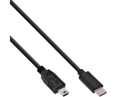 USB kabelis InLine USB-C - miniUSB 1,5 m juodasis (35754)
