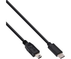 InLine 35753 USB 2.0 kabelis miniUSB2.0 B kištukinis USB 2.0 tipo C kištukas juodas 3 m