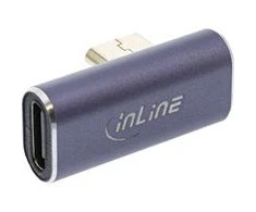 InLine USB ® USB4 adapteris, C tipo USB kištukinis/moteris vertikalus dešinės/kairės kampo, aliuminis, pilkas