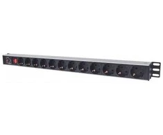 „Intracom INTELLINET Power Strip“ 12 krypčių vertikalus vokiškas išdėstymas ant stovo su apsauga nuo viršįtampių 1,6 m maitinimo laidu