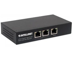 Šakotuvas Intracom INTELLINET 2 prievadų Gigabit PoE+ plėstuvas IEEE 802.3at/af Suderinamas 100 m papildomo diapazono metalas