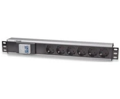 Intellinet 711432 Maitinimo juosta 19" 1,5U, 6x Schuko, su jungiklis, kabelis 1,6m