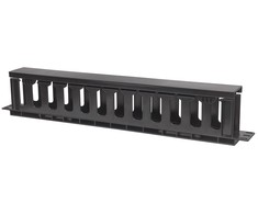 INTELLINET 19" Rackmount Cable Manager, 1U, su dangteliu, Juodas, 714679