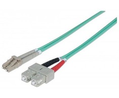 Intellinet Fibre Optic Komutacinis kabelis, OM3, LC/SC, 2m, Aqua, Duplex, Multimode, 50/125 µm, LSZH, Fiber, Lifetime Garantija, Polybag