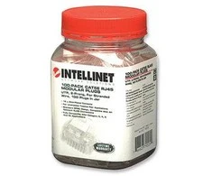 Intracom INTELLINET 100-Pack Cat5e RJ45 Kištukai UTP 2 šakų suvytam laidui 15 Mi auksiniu dengti kontaktai Tinka apvaliam kabeliui