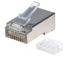 Intracom INTELLINET Cat6a RJ45 Moduliniai kištukai STP 3 šakų tvirtai vielai 90 kištukų indelyje skaidriai