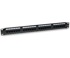 Intracom INTELLINET Cat5e Patch Panel 24 juntys RJ45 UTP 2U Juodas atitinka 19i rackmount standartą