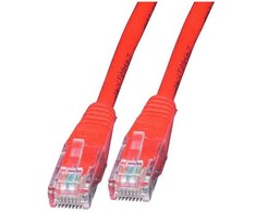 Intracom INTELLINET tinklo kabelis Cat5e U/UTP 5.0m 14ft. Raudona RJ-45 Vyriški / RJ-45 Vyriški Paauksuoti kontaktai.