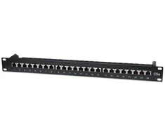 Intellinet 513487 Komutacinė panelė STP Cat5e 1U 24 prievadų RJ45, juoda