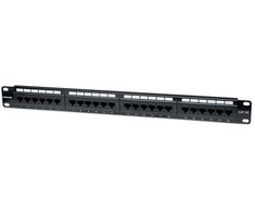 Intracom INTELLINET Cat5e Patch Panel 24 juntys RJ45 UTP 2U Juodas atitinka 19i rackmount standartą
