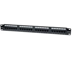 Intracom INTELLINET Cat5e Patch Panel 24 juntys RJ45 UTP 2U Juodas atitinka 19i rackmount standartą
