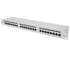 INTELLINET 24 prievadų Cat6a patchpanel FTP 1HE grau