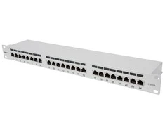 INTELLINET 24 prievadų Cat6a patchpanel FTP 1HE grau