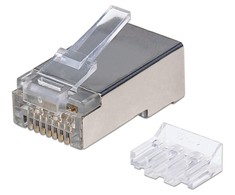 Intracom INTELLINET Cat6a RJ45 Moduliniai kištukai STP 3 šakų tvirtai ir suvytinei vielai 70 kištukų skaidriame stiklainyje