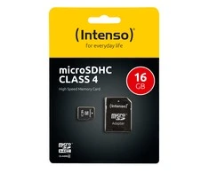 Atminties kortelė Intenso MicroSD Card Class 4, 16 GB, su adapteriu