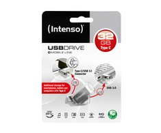 Intenso cMOBILE LINE 32GB, USB-Stick - sidabrinis, USB-A 3.2 Gen 1, USB-C 3.2 Gen 1