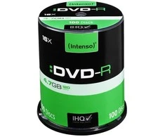 1x100 Intenso DVD-R 4,7GB 16x greitis, "Cakebox"