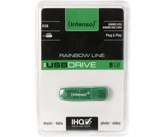 3P - KAINOS PRODUKTAI INTENSO USB atmintukas 8GB Žalias Raktų pakabukas LED Šviesa Medžiaga Skaidrus Plastikas Hi Speed USB 2.0 15 gramų