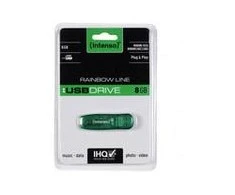 3P - KAINOS PRODUKTAI INTENSO USB atmintukas 8GB Žalias Raktų pakabukas LED Šviesa Medžiaga Skaidrus Plastikas Hi Speed USB 2.0 15 gramų