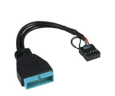 Inter-Tech USB 19 kontaktas - USB 9 kontaktas, 0,15m, Juoda (88885217)