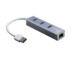 USB3.0 HUB 3Port Inter-Tech Argus IT-310-S 1x RJ45 Gigabit Lan pasyvus sidabrinis