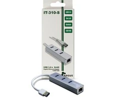USB3.0 HUB 3Port Inter-Tech Argus IT-310-S 1x RJ45 Gigabit Lan pasyvus sidabrinis