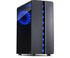 Važiuoklė INTER-TECH Thunder Gaming Midi Tower, ATX, 1xUSB3.0, 2xUSB2.0, HD audio, PSU pasirinktinai, Lango šoninis skydelis, LED lemputė priekyje, 1x 120mm serial mėlynas LED, Juodas
